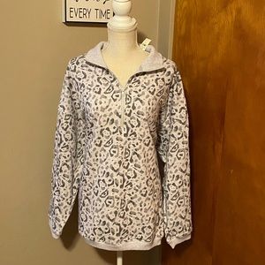 Aerie Leopard Print 1/4 Zip Pull Over - Sz L